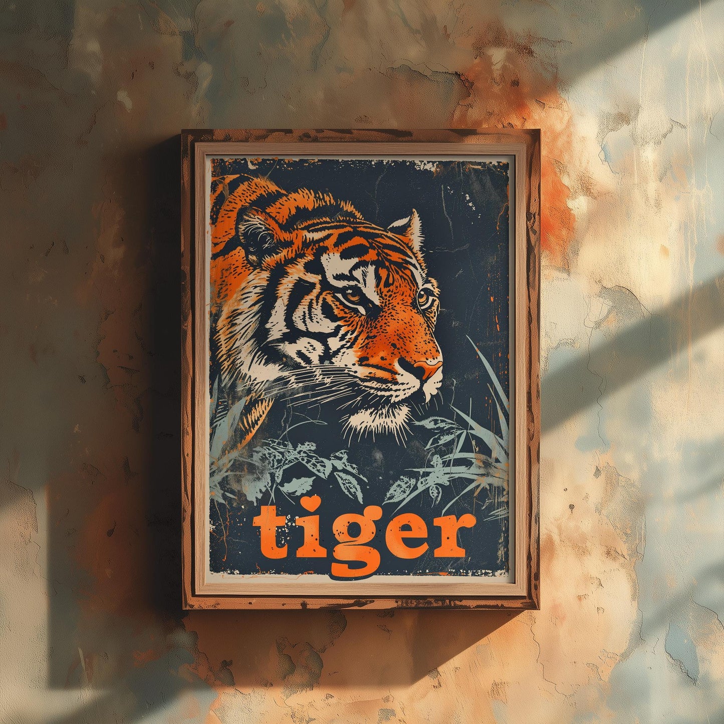 Tiger Safari Big Cat Poster - Art Print, Illustration, Painting, Nature Wildlife, Décor Wall Giclee