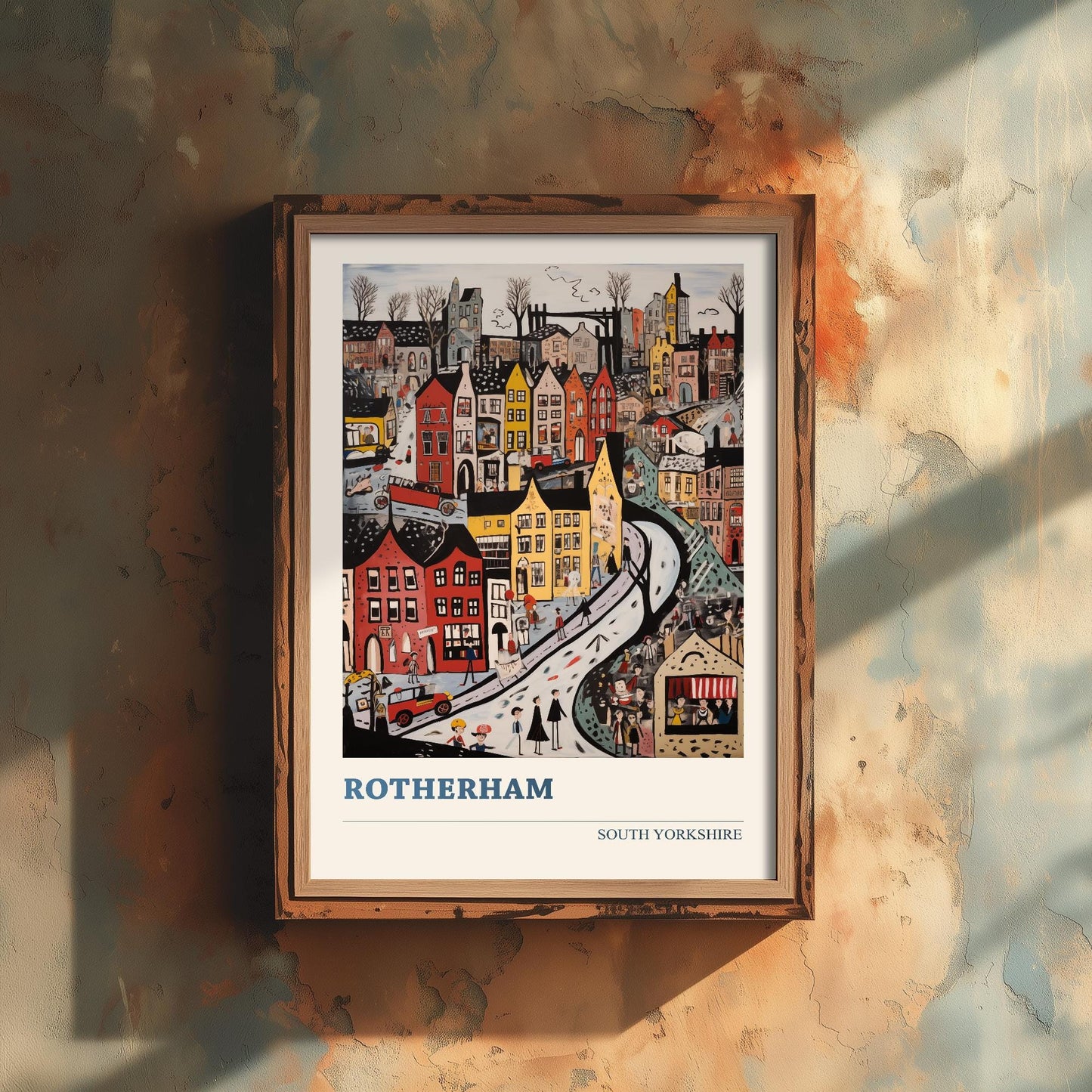 Rotherham Travel Poster - South Yorkshire, England Modern Art Print - Photo Painting Gift Visit Map