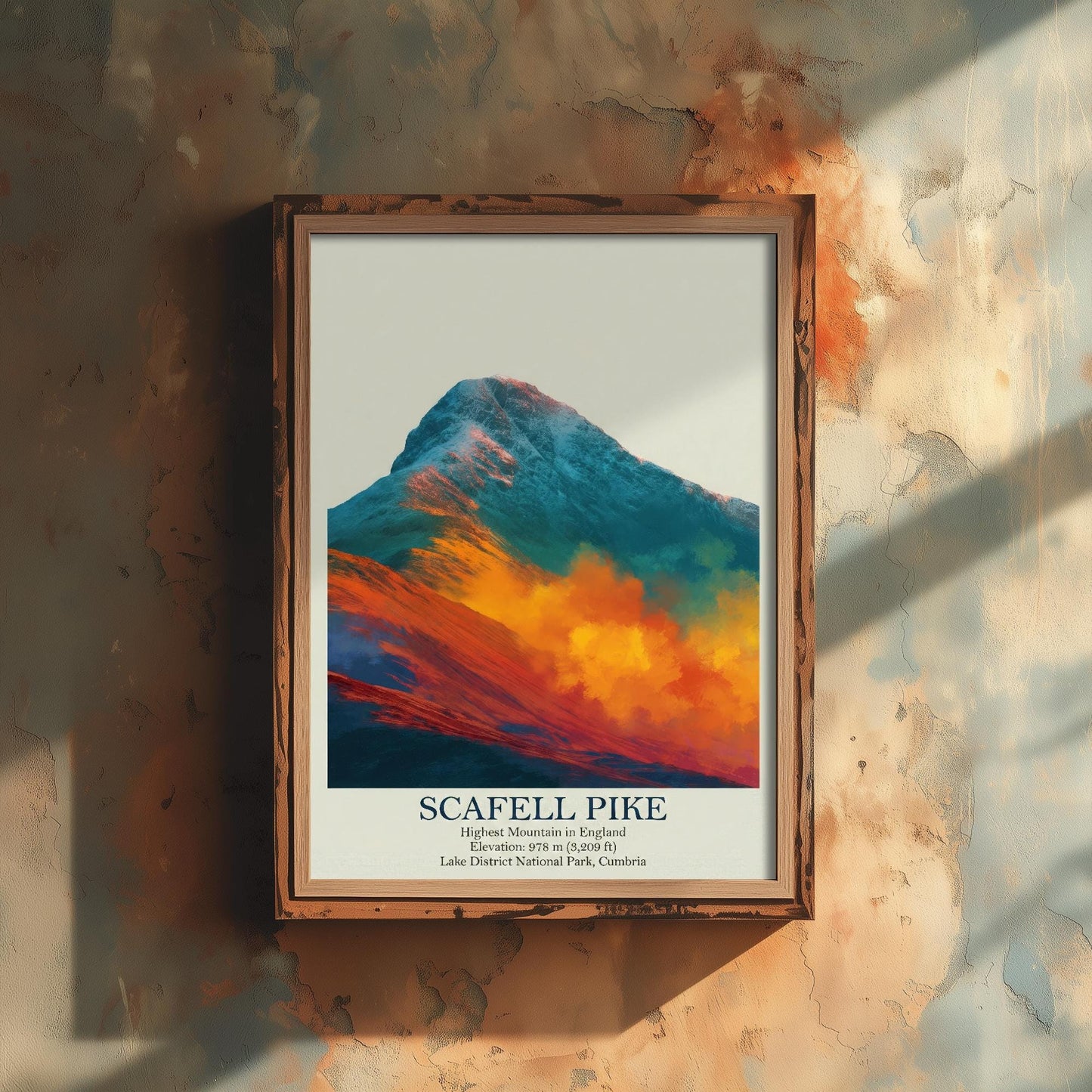 Scafell Pike Peaks of Britain Travel Poster - Mountain Art Print - Painting Golden Dust