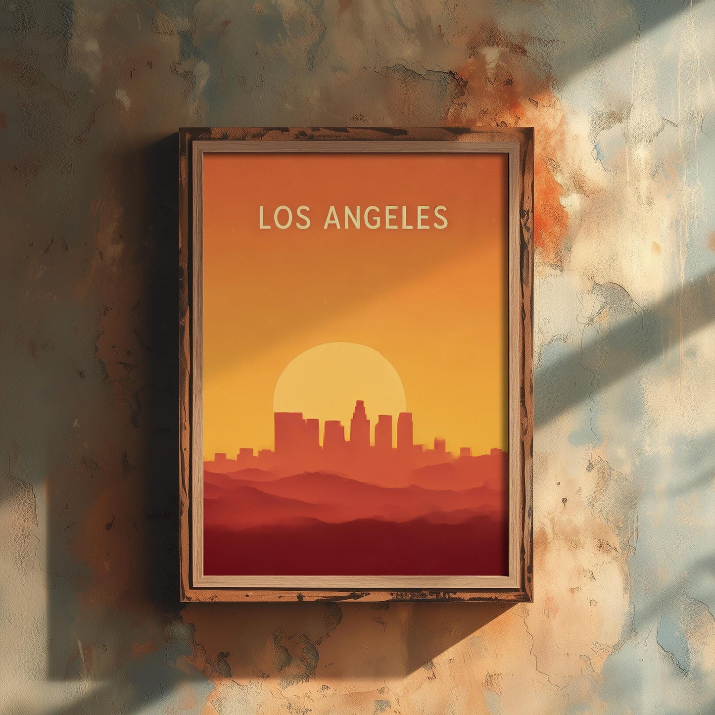 Los Angeles Minimalist Skyline Poster - Modern Travel Art Print - Painting Gift Map Retro