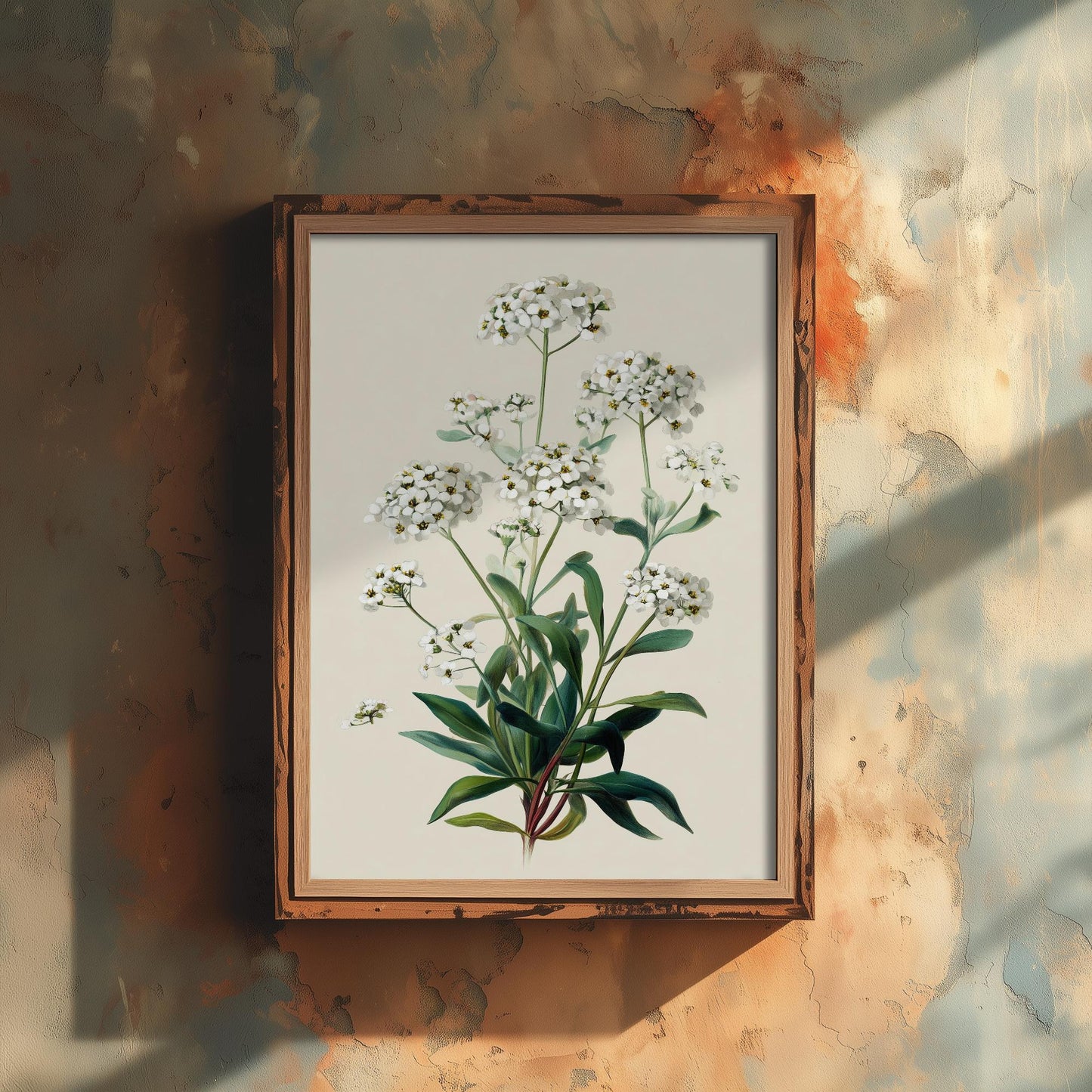 Vintage Botanical Print, Orange Sweet Alyssum Cosmos Painting, Sage Green Heritage Wall Art, Modern Floral Poster V1 2/3