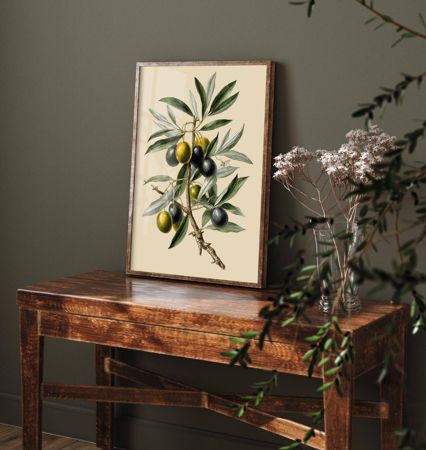 Olives Vintage Botanical Fruit Art Print - Painting - Poster Cooking Kitchen