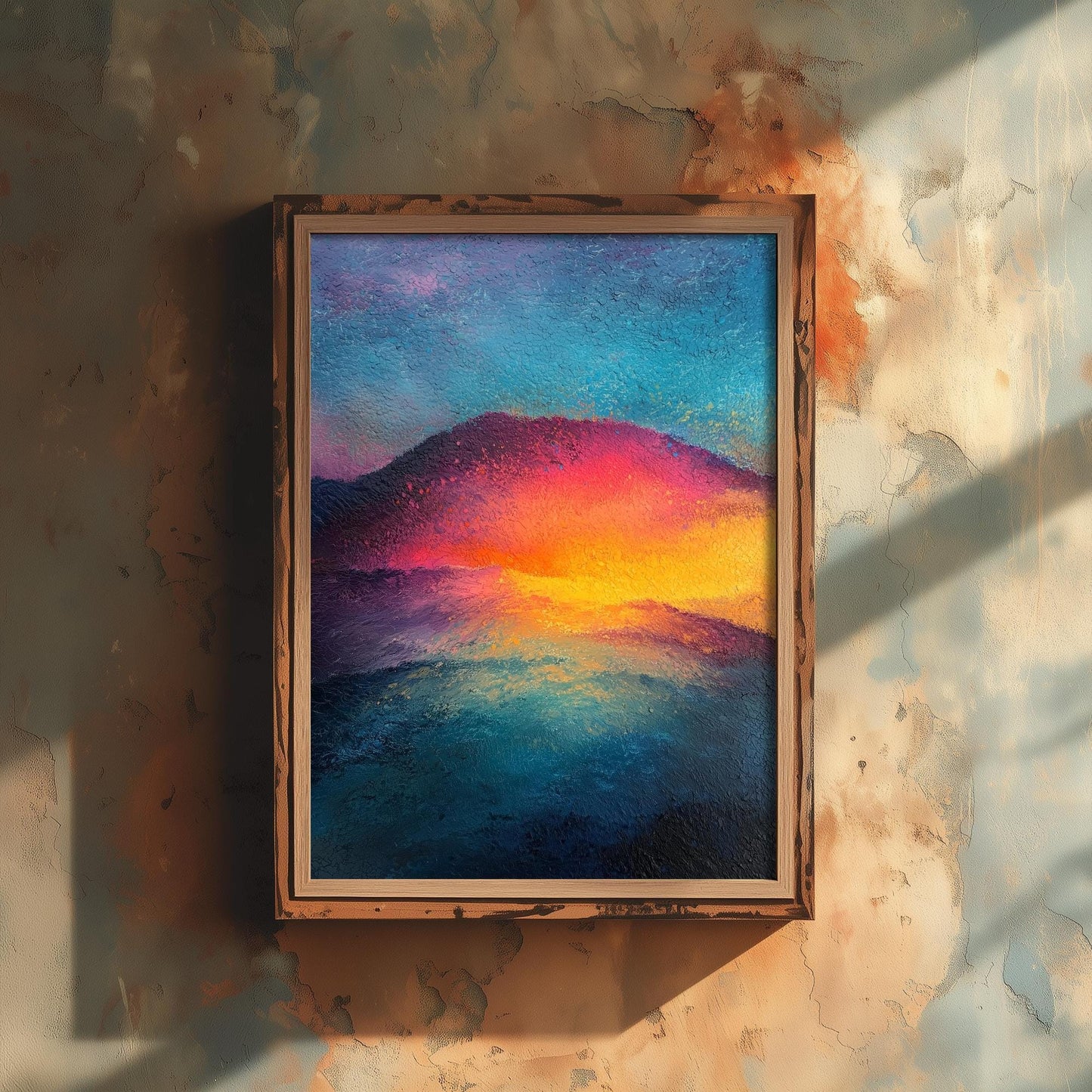 Scafell Pike Art Print | Glowing Red Peak Sunset Mountain Poster | Radiant Chalk Pastel Lake District Painting Wall Decor 3/3