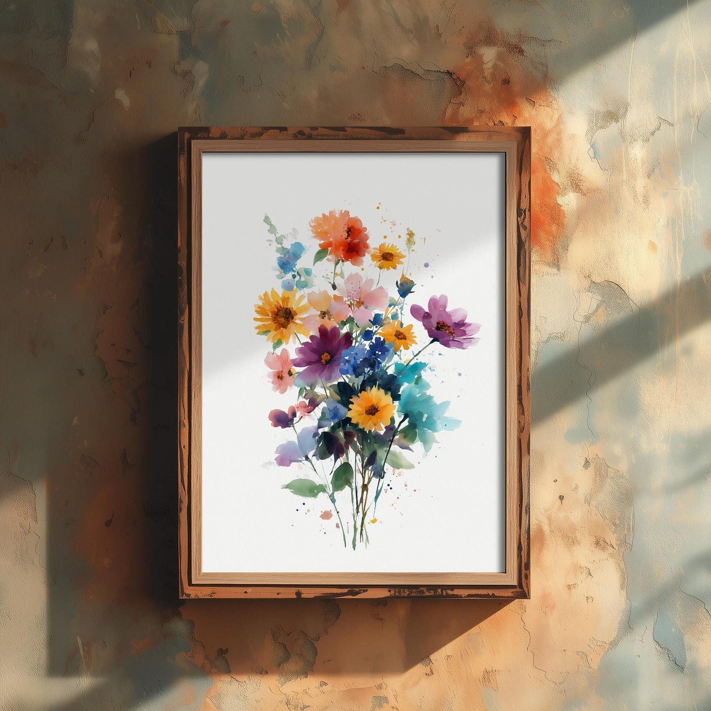 Emotive Watercolour Flower Print V13 - Delicate Loose Bouquet Painting - Soft Wildflower Wall Art Poster Gift Floral Pastel 3/3