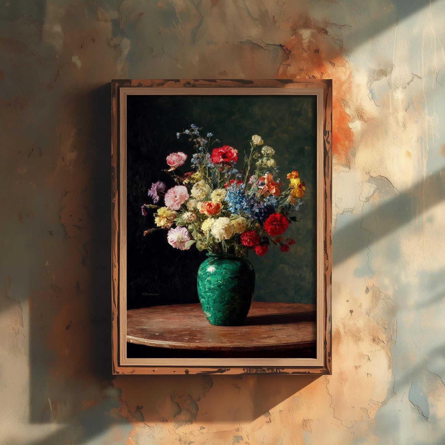 Peony Oil Painting Print | Moody Floral Still Life | Dark Academia Bedroom Decor | Romantic Botanical Wall Art V1 2/3