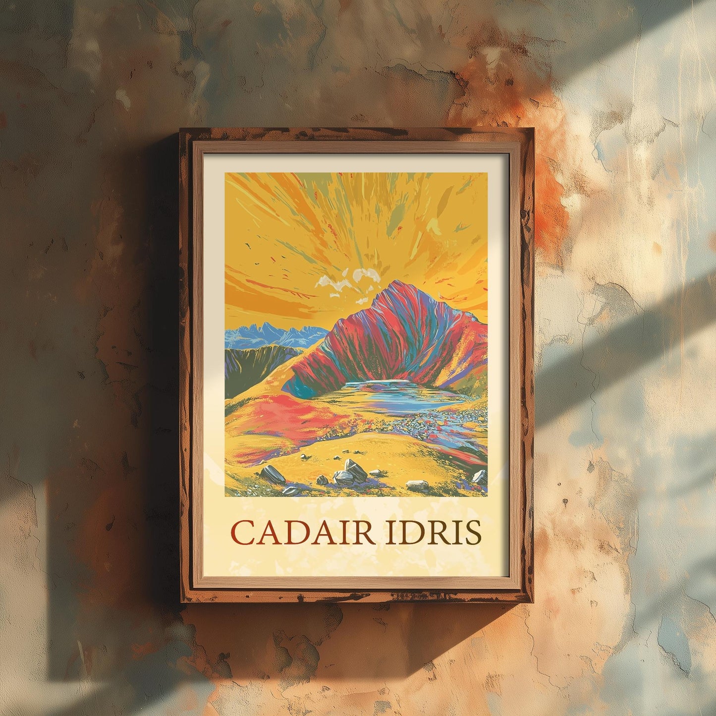 Cadair Idris Sunshine Mountain Poster - The Three Peaks of Wales Art Print - Painting - Wales Illustration Gift