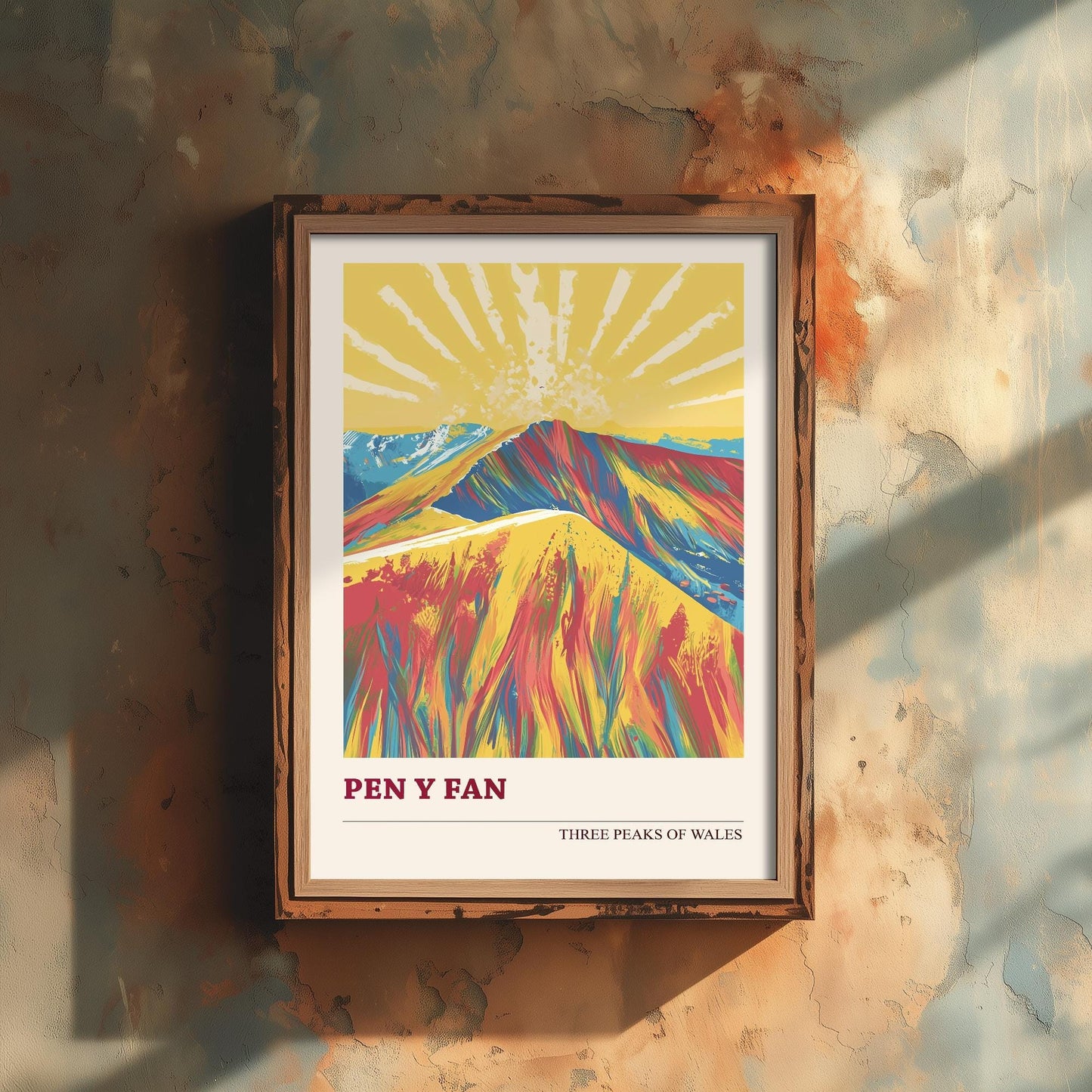 Pen y Fan Peaks of Wales Travel Poster V5 - Sunshine Edition - Art Print Painting Illustration