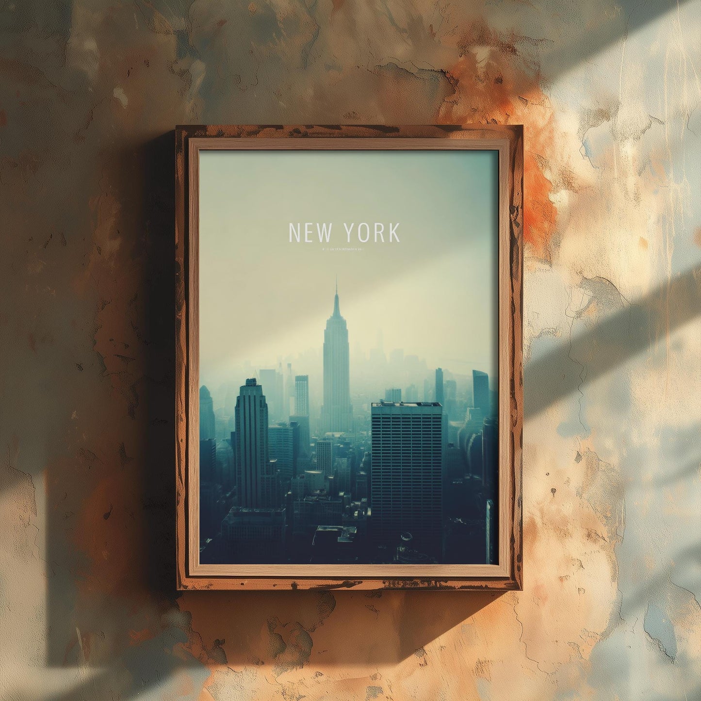 New York Minimalist Skyline Poster - Modern Travel Art Print - Painting Gift Map Retro