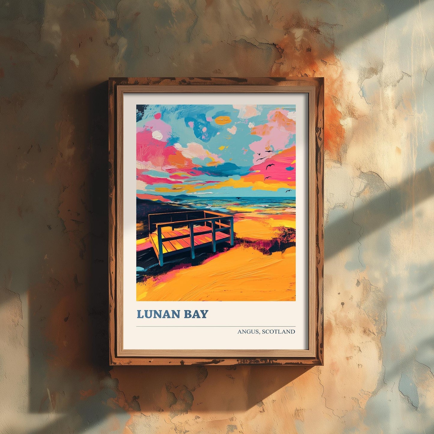 Lunan Bay Poster - Vibrant Landmark of Angus Art Print - Watercolour Painting Gift