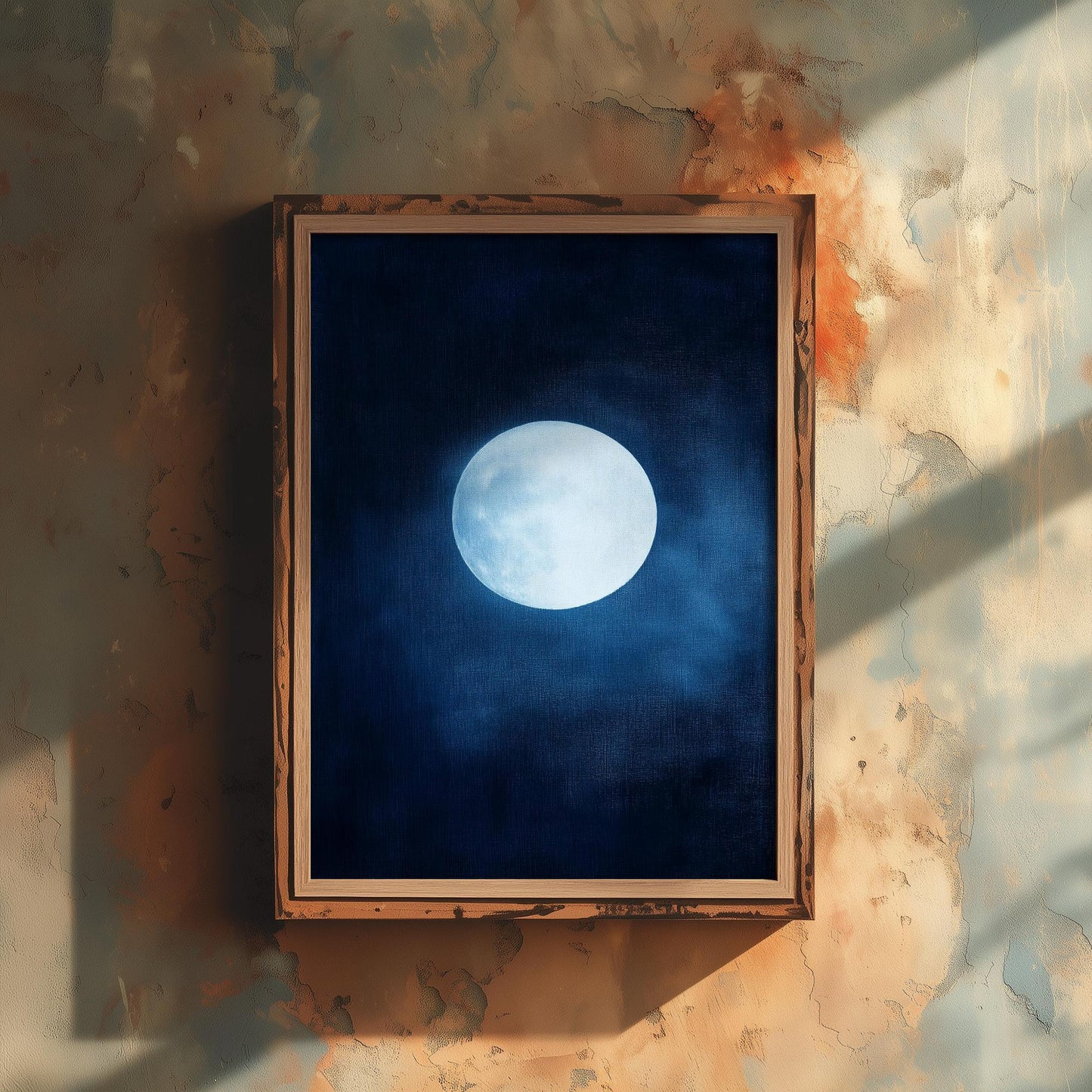 Blue Moon Art Print | Space Astronomy Wall Poster | Dark Celestial Decor | Lunar Painting 2/3