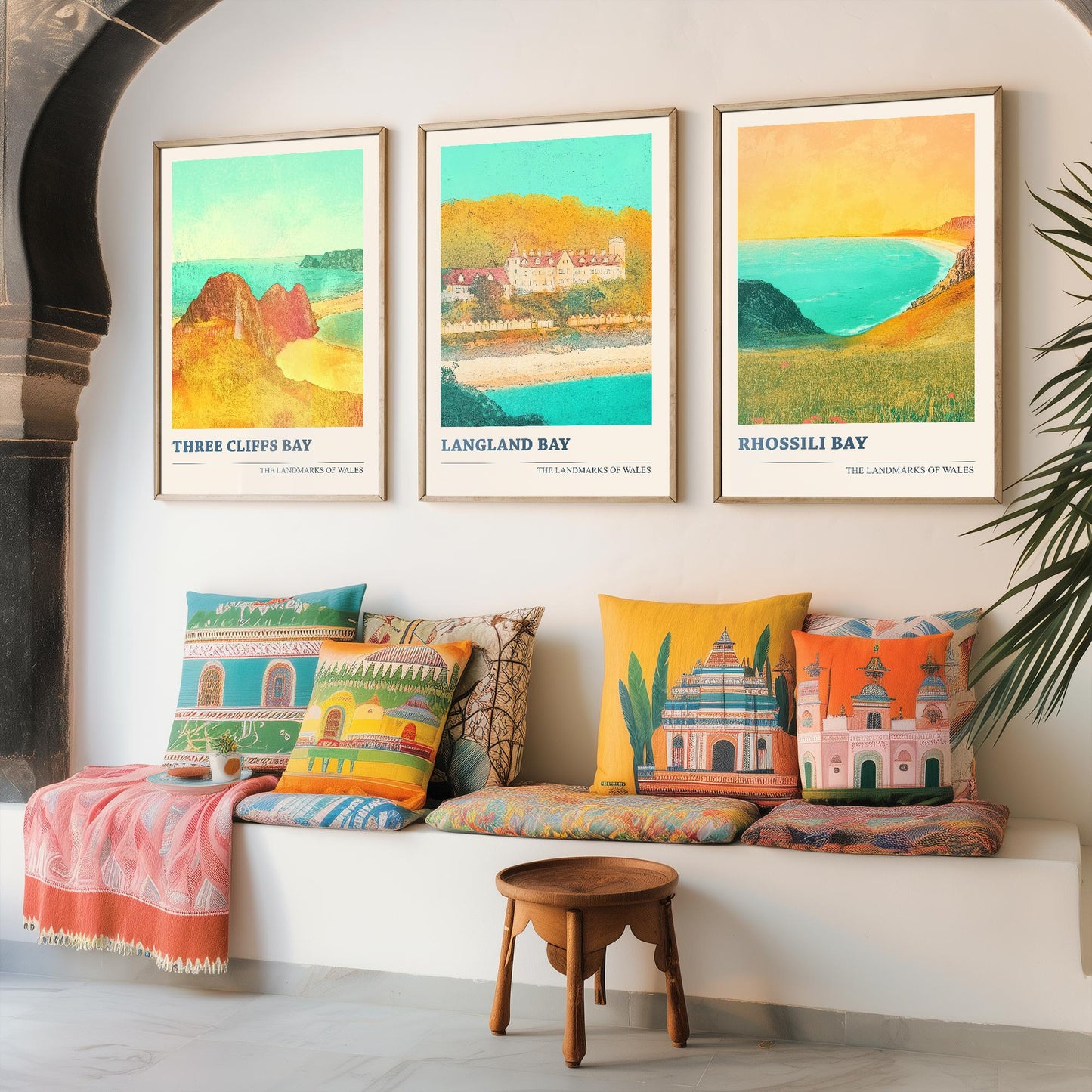 The Three Bays of the Gower - Set of Three Art Prints (Golden Calm Style) - Three Cliffs Bay, Langland Bay, Rhossili Bay (Copy)