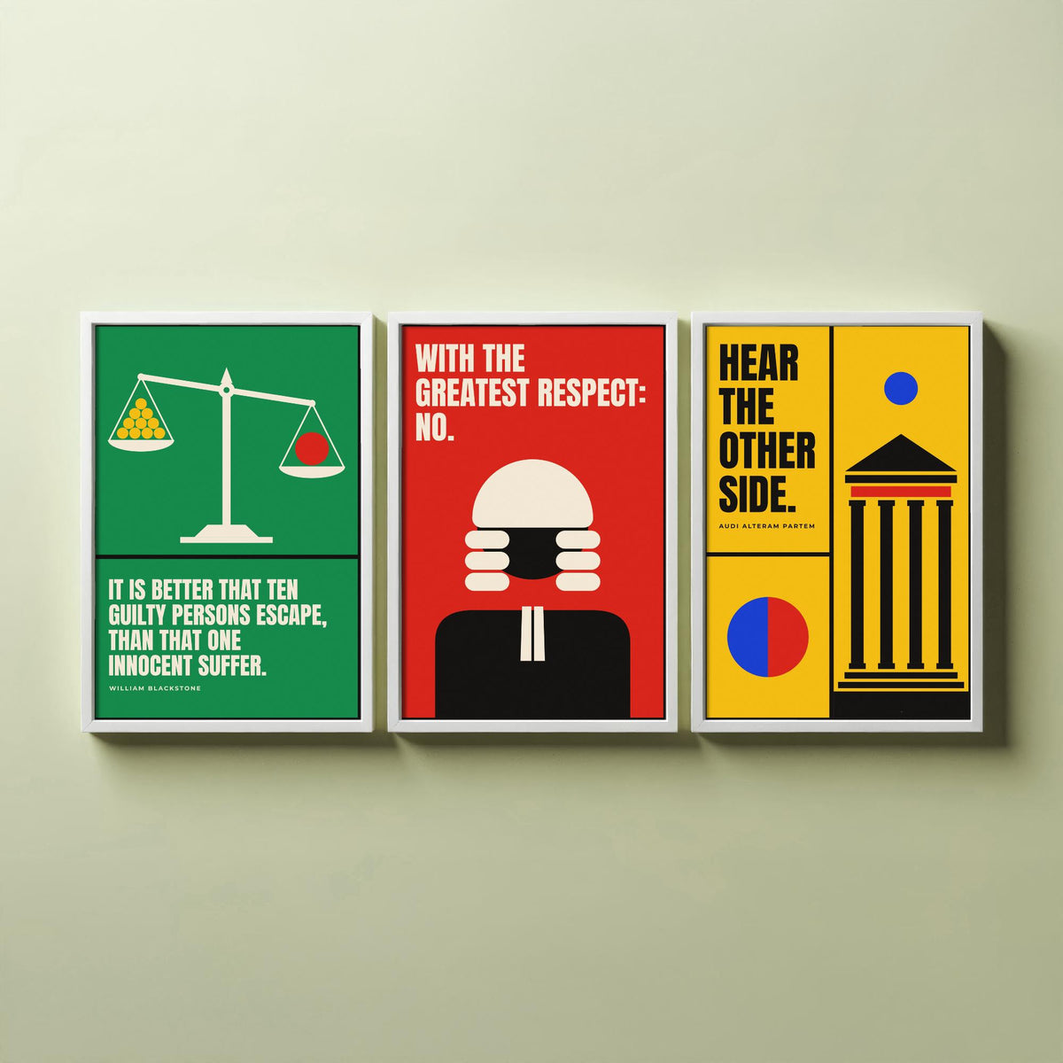 Law Quotes Set of Three Art Prints - 3 Bauhaus Lawyer Posters - Minimalist Office Wall Art Illustration V1