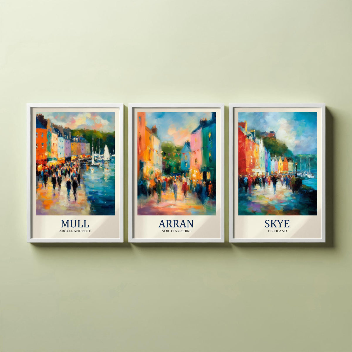 Scottish Islands Set of Three Prints | Mull Arran Skye | Impressionist Coastal Wall Art Poster Painting