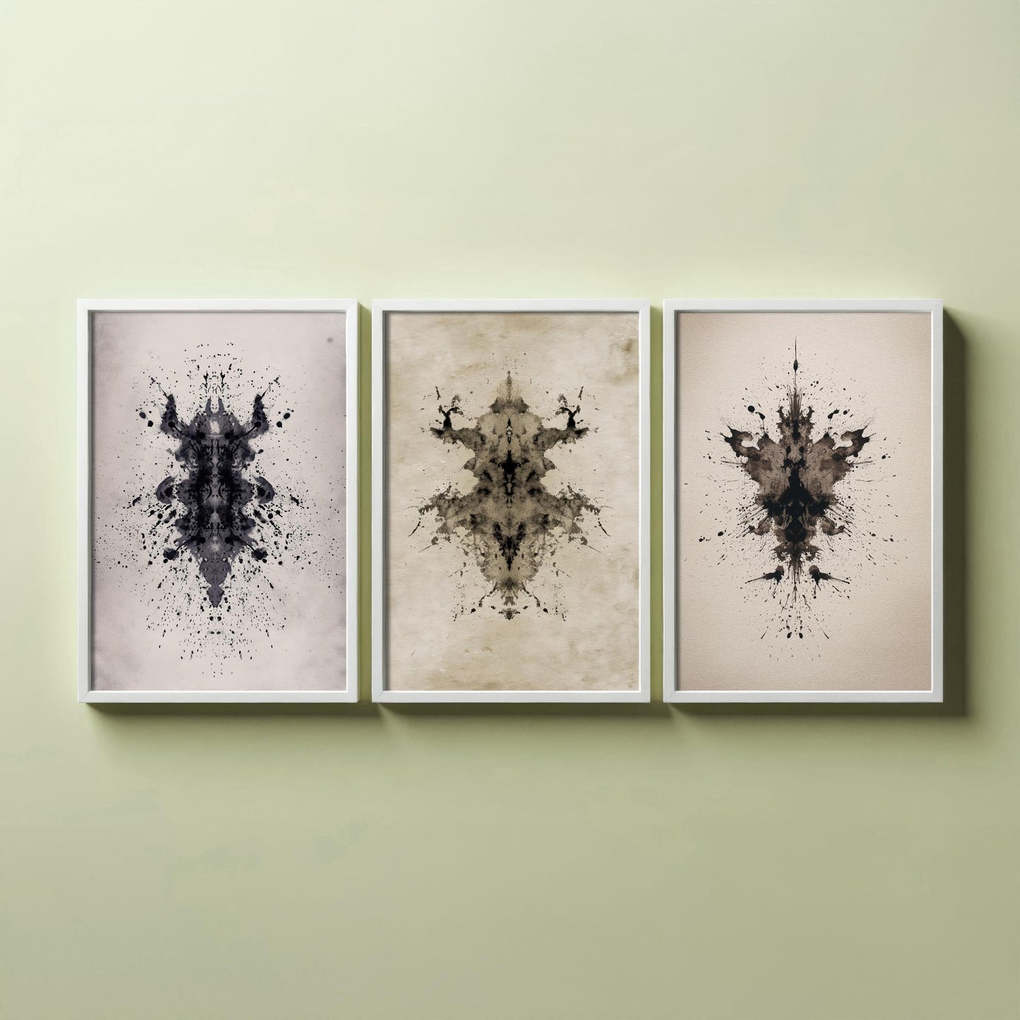 Rorschach Inkblot Set of Three Art Prints - Creepy Crawlie Insects - Dark Psychology Poster Illustration Therapist