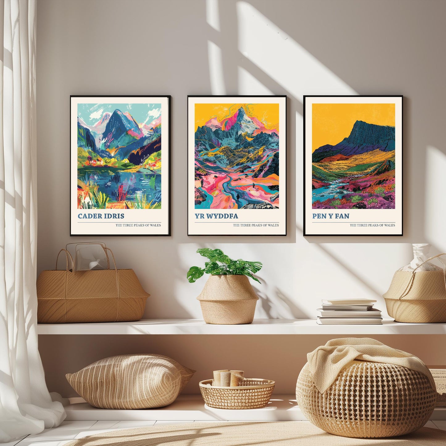 Set of Three Art Prints - The Three Peaks of Wales - Cader Idris, Yr Wyddfa, Pen y Fan