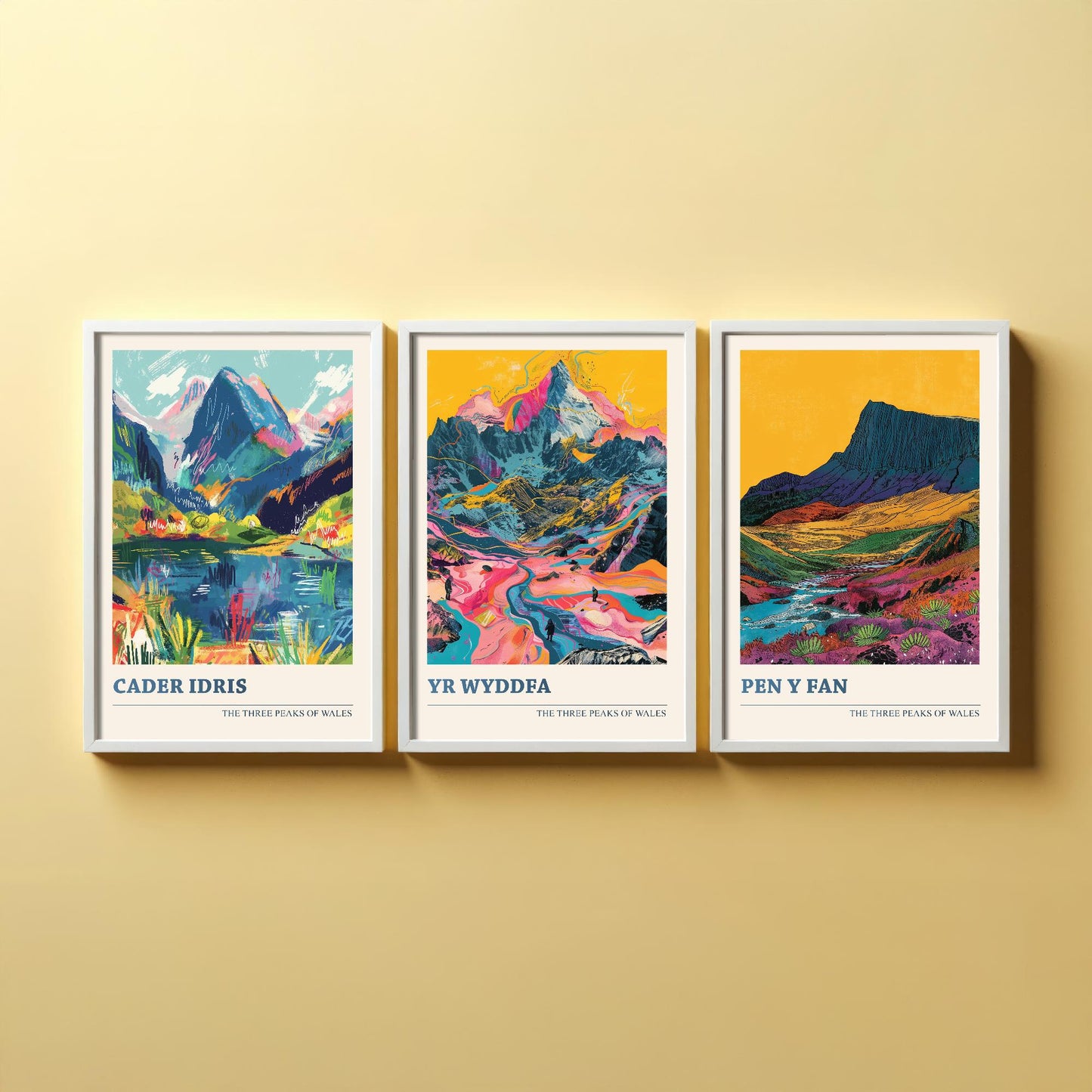 Set of Three Art Prints - The Three Peaks of Wales - Cader Idris, Yr Wyddfa, Pen y Fan