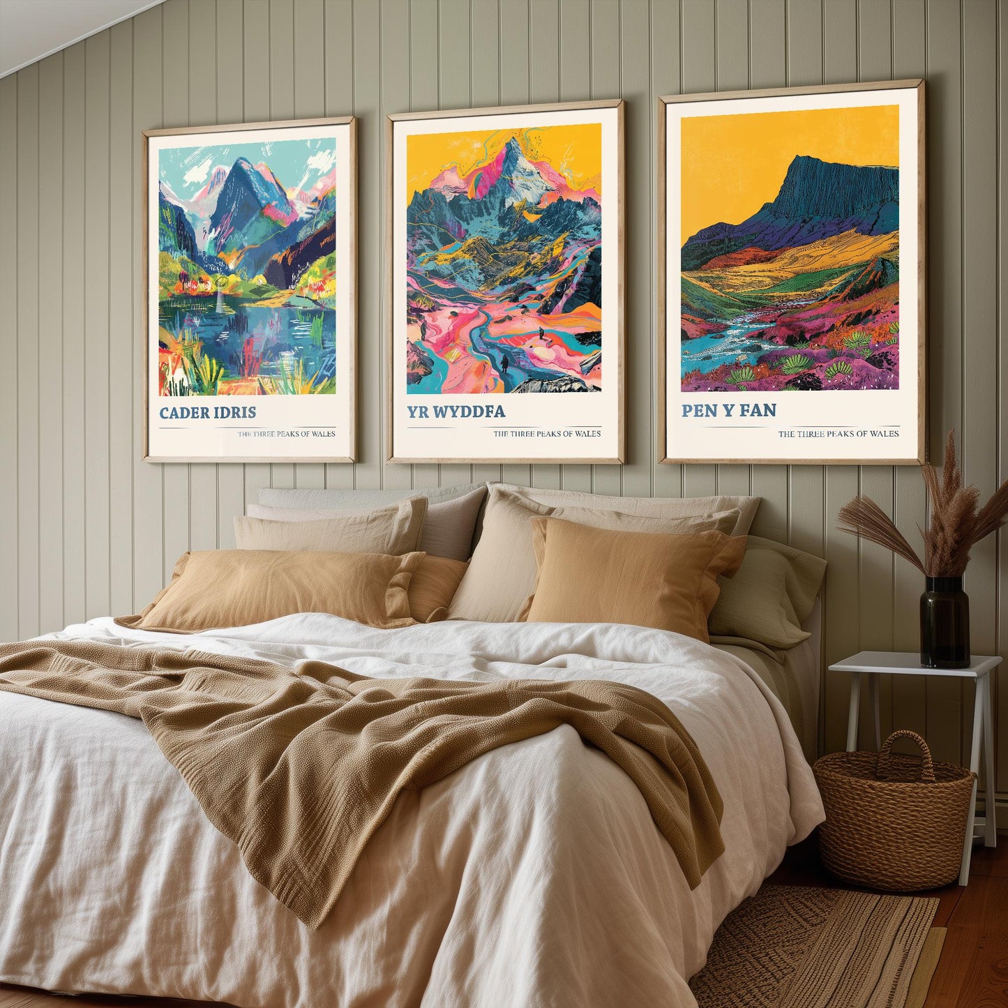 Set of Three Art Prints - The Three Peaks of Wales - Cader Idris, Yr Wyddfa, Pen y Fan
