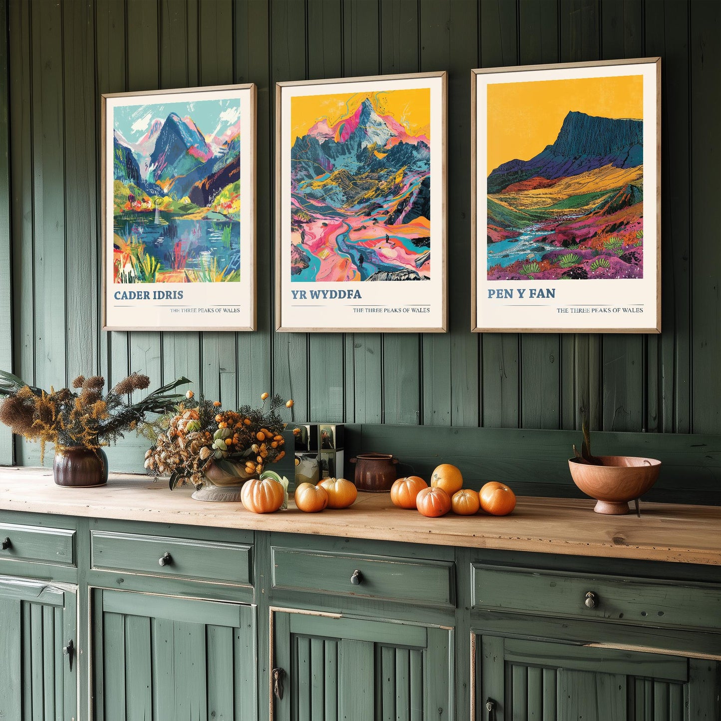 Set of Three Art Prints - The Three Peaks of Wales - Cader Idris, Yr Wyddfa, Pen y Fan
