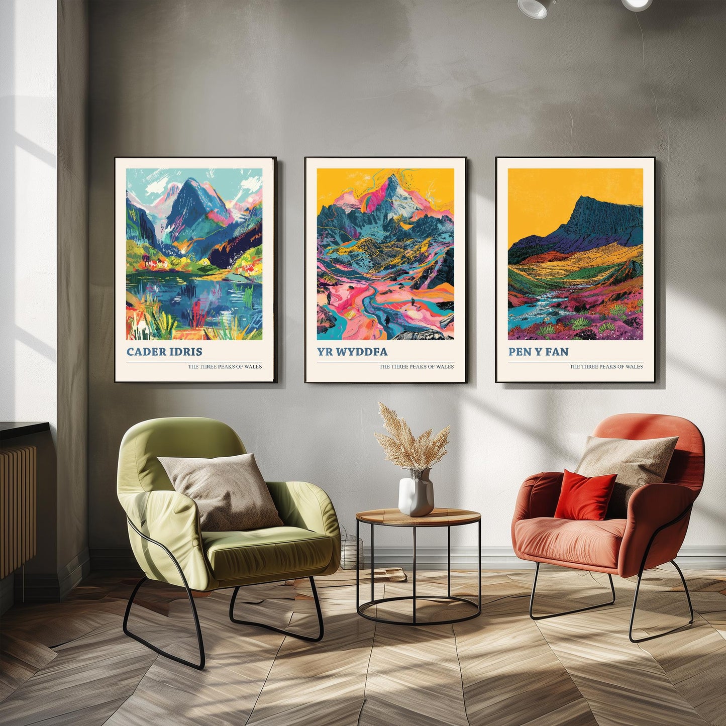 Set of Three Art Prints - The Three Peaks of Wales - Cader Idris, Yr Wyddfa, Pen y Fan