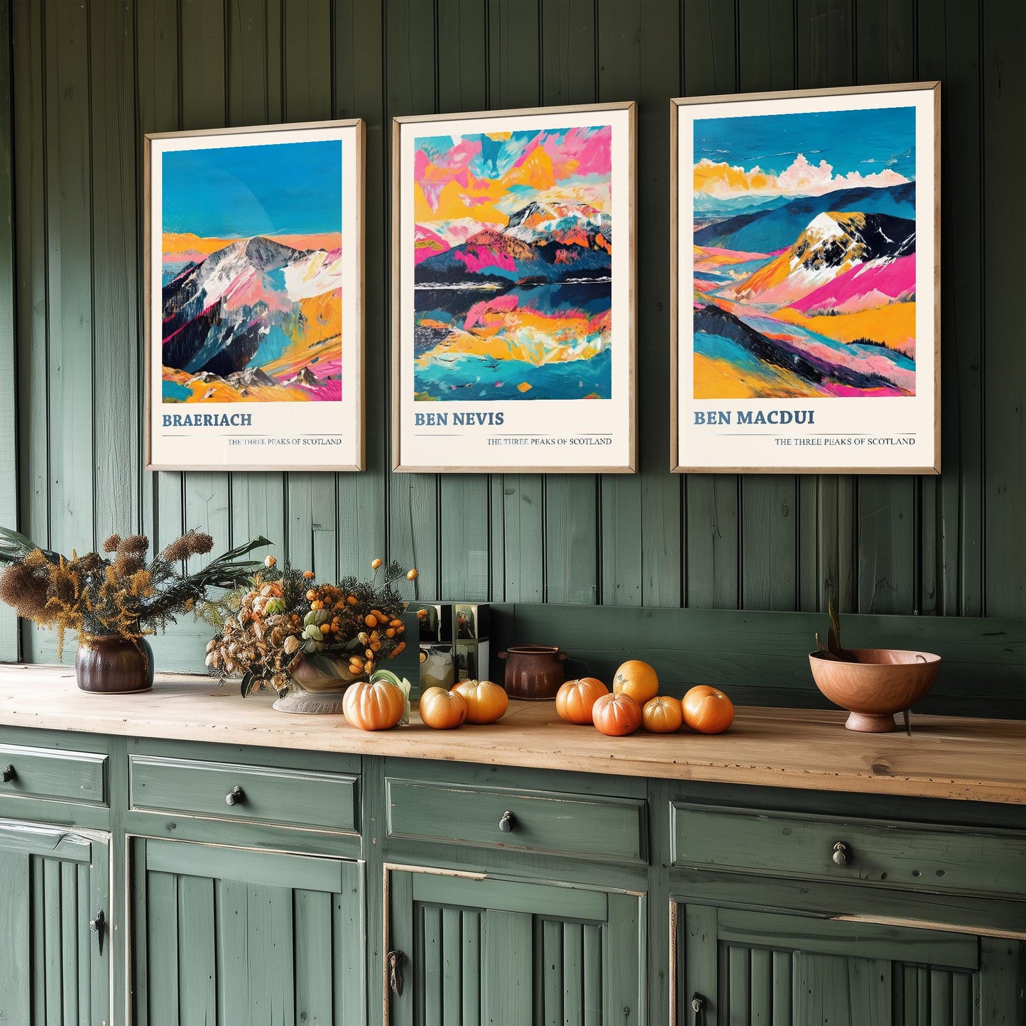 Set of Three Prints - Braeriach, Ben Nevis, Ben Macdui - The Mountains of Scotland