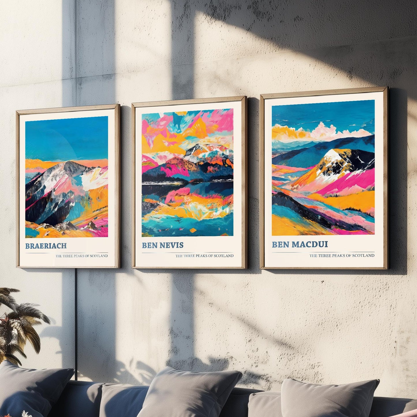 Set of Three Prints - Braeriach, Ben Nevis, Ben Macdui - The Mountains of Scotland