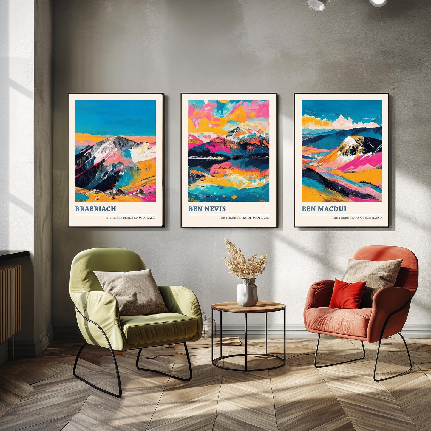 Set of Three Prints - Braeriach, Ben Nevis, Ben Macdui - The Mountains of Scotland