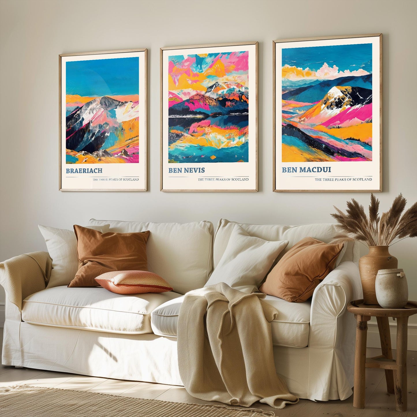 Set of Three Prints - Braeriach, Ben Nevis, Ben Macdui - The Mountains of Scotland