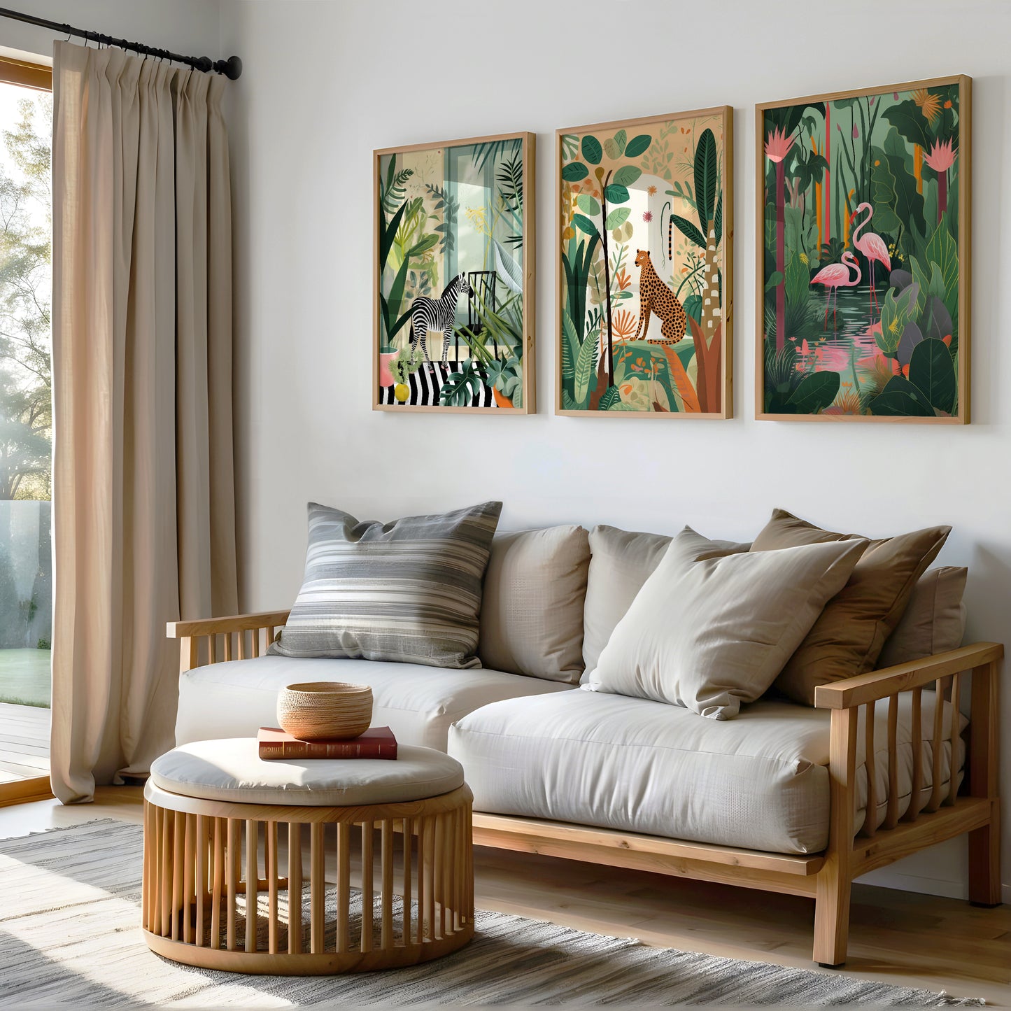 The Botanical Room - Set of Three Safari Animal Prints - Zebra, Cheetah Flamingo
