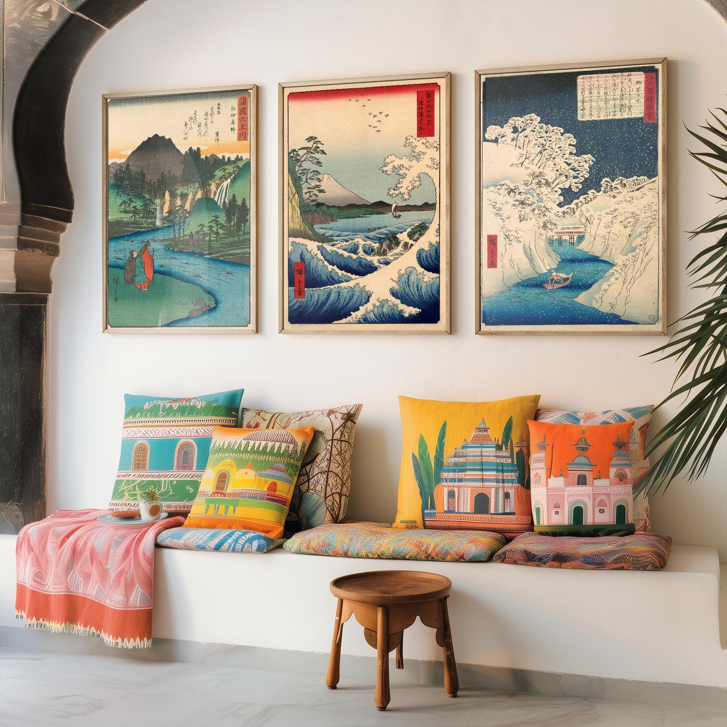 Set of Three Utagawa Hiroshige Water Prints - 3 Classic Paintings - Photo Poster Wall Art Gift Giclée Museum Quality - Jewel River, Seascape