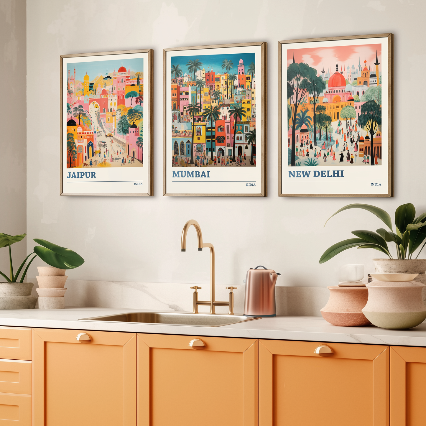Set of Three Indian Travel Posters - Jaipur, Mumbai, New Delhi