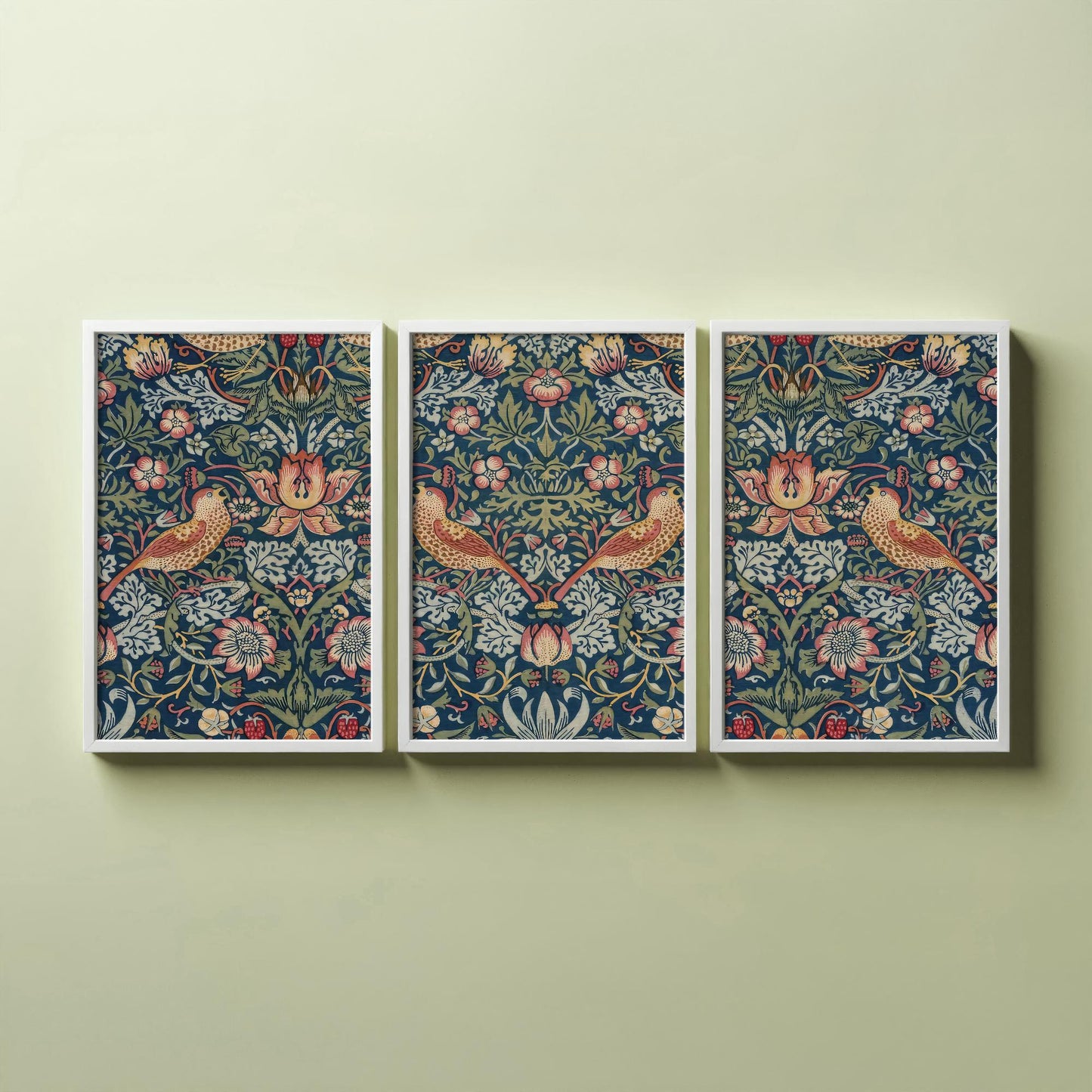 William Morris Strawberry Thief Set of Three Art Prints | Arts and Crafts Illustration Poster