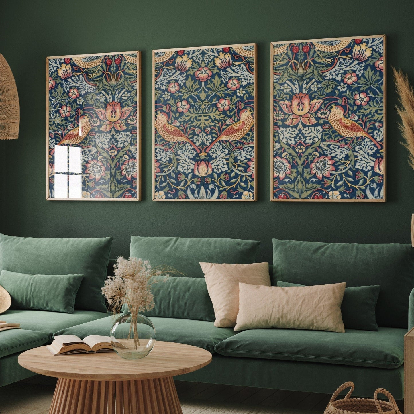 Set of Three Strawberry Thief Prints - William Morris Tapestry Triptych - 3 Paintings Photo Poster Wall Art Gift Giclée Museum Gallery