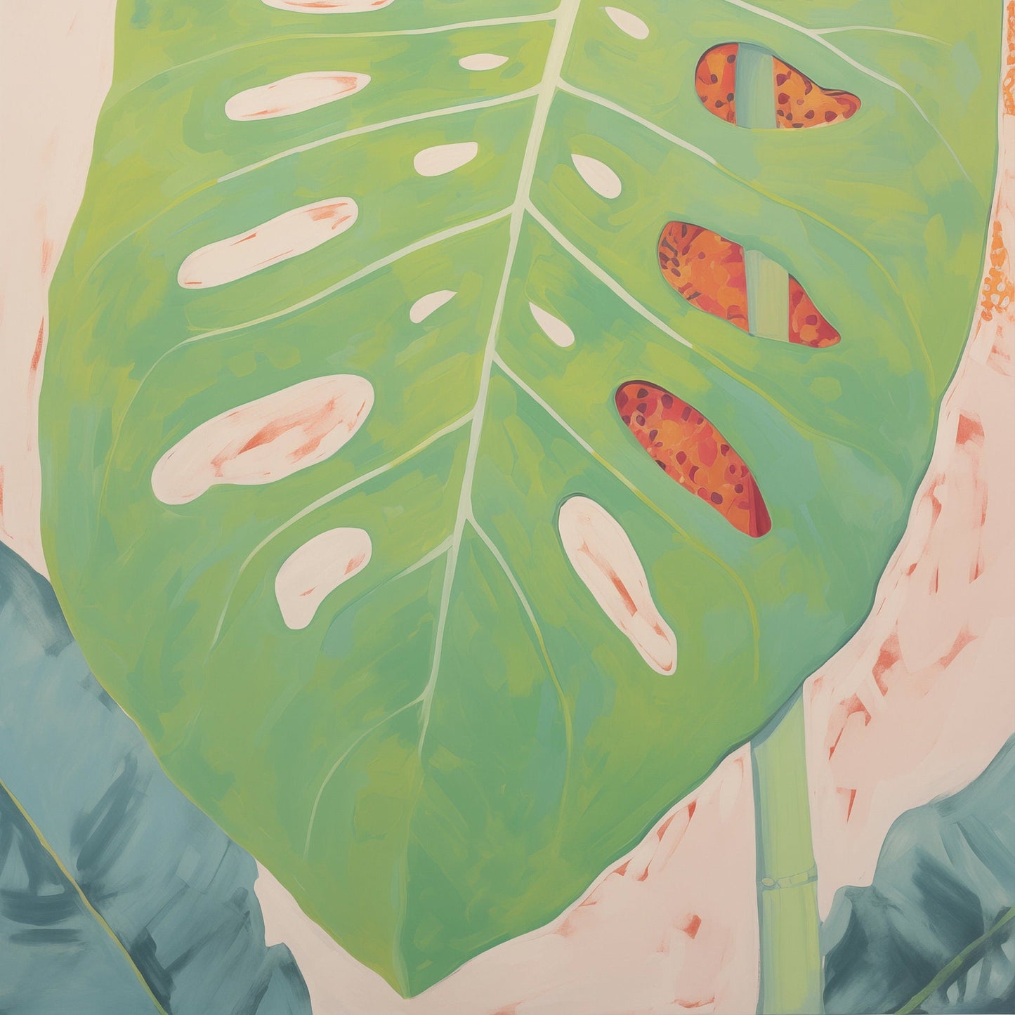 Set of Six Monstera Leaf Paintings - 6 Green Pastel Neutral Botanical Art Prints - Photo Poster Wall Gift Giclée - Swiss Cheese Plant Nature