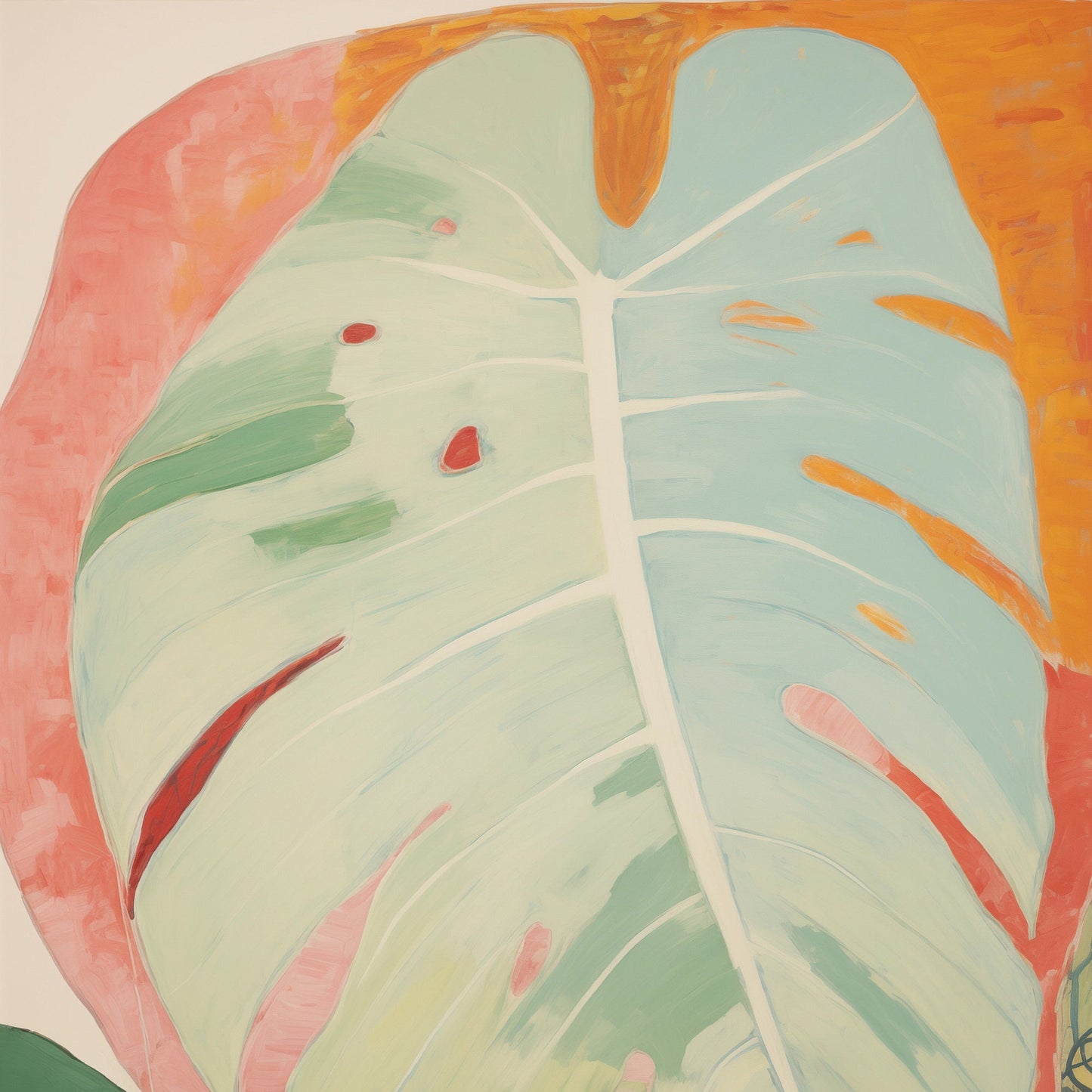 Set of Six Monstera Leaf Paintings - 6 Green Pastel Neutral Botanical Art Prints - Photo Poster Wall Gift Giclée - Swiss Cheese Plant Nature