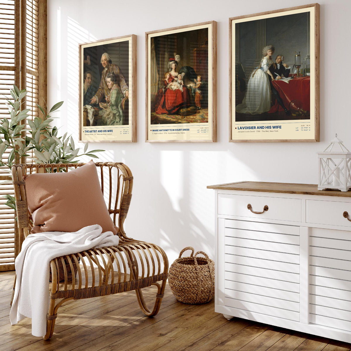 French Court Set of Three Art Prints - Marie Antoinette, Lavoisier - Vigee Le Brun David Roslin Gallery Posters - Rococo Paintings