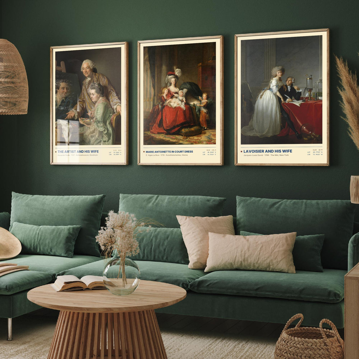 French Court Set of Three Art Prints - Marie Antoinette, Lavoisier - Vigee Le Brun David Roslin Gallery Posters - Rococo Paintings