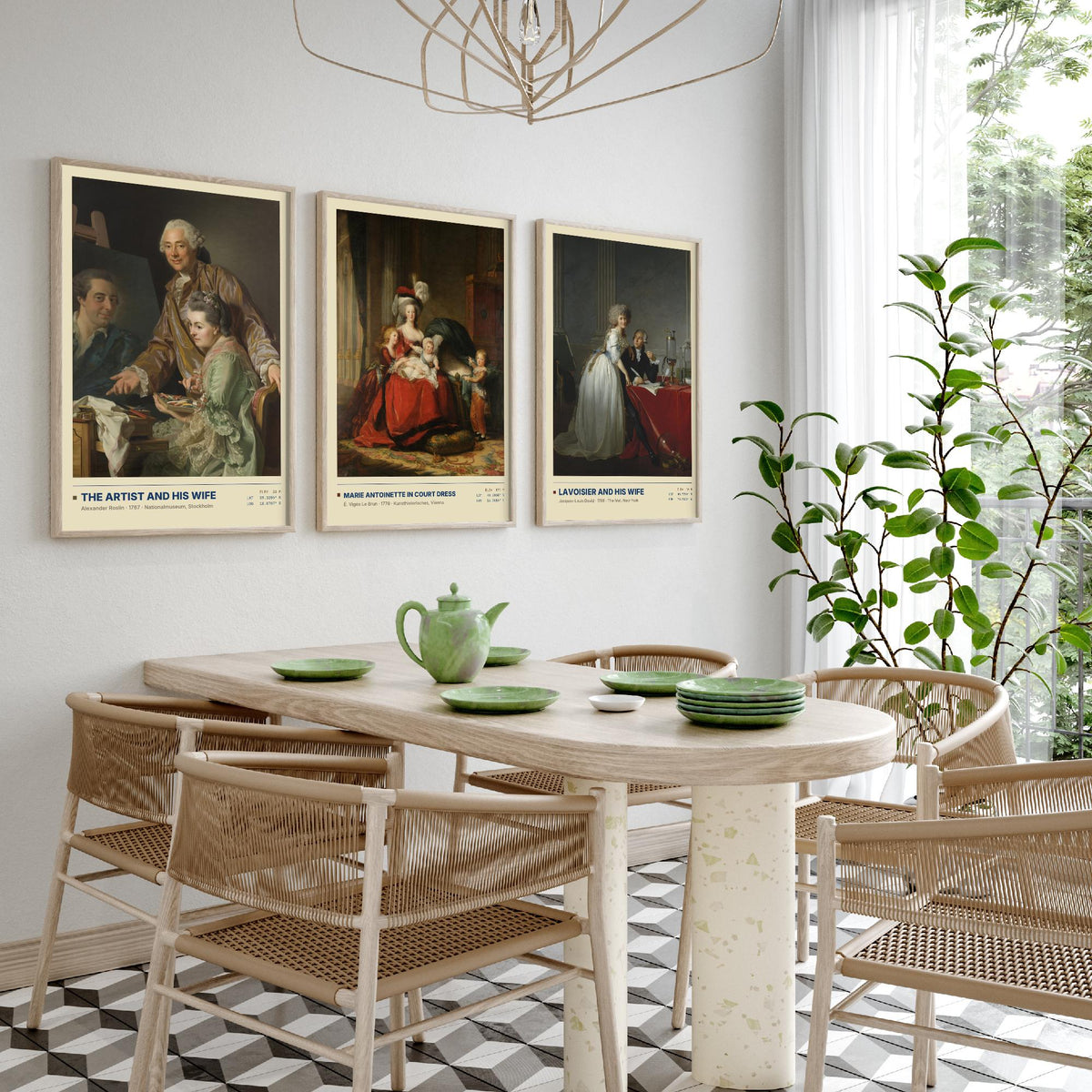 French Court Set of Three Art Prints - Marie Antoinette, Lavoisier - Vigee Le Brun David Roslin Gallery Posters - Rococo Paintings