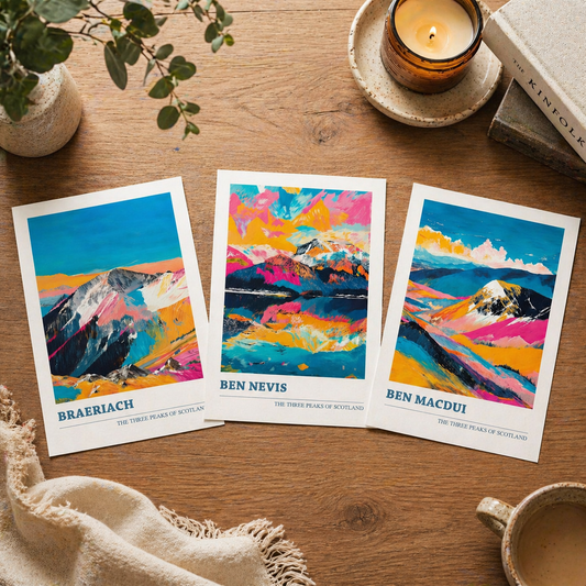 Set of Three Prints - Braeriach, Ben Nevis, Ben Macdui - The Mountains of Scotland