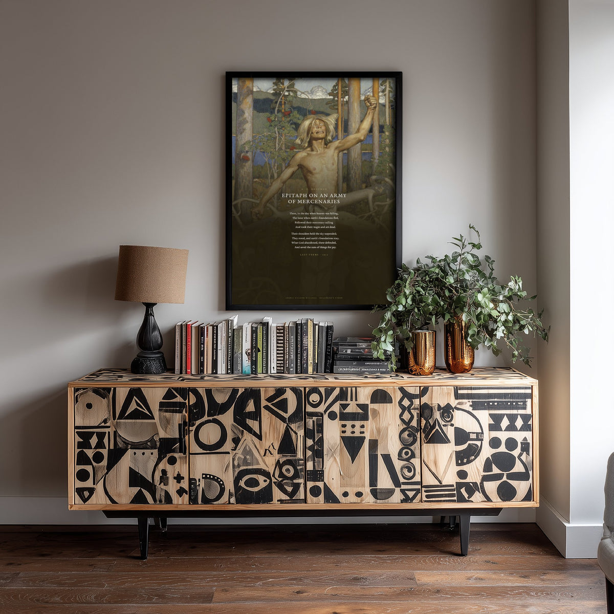 Epitaph on an Army of Mercenaries by A E Housman Art Print - Full Poem Poster - War Poetry over Classic Painting - Last Poems