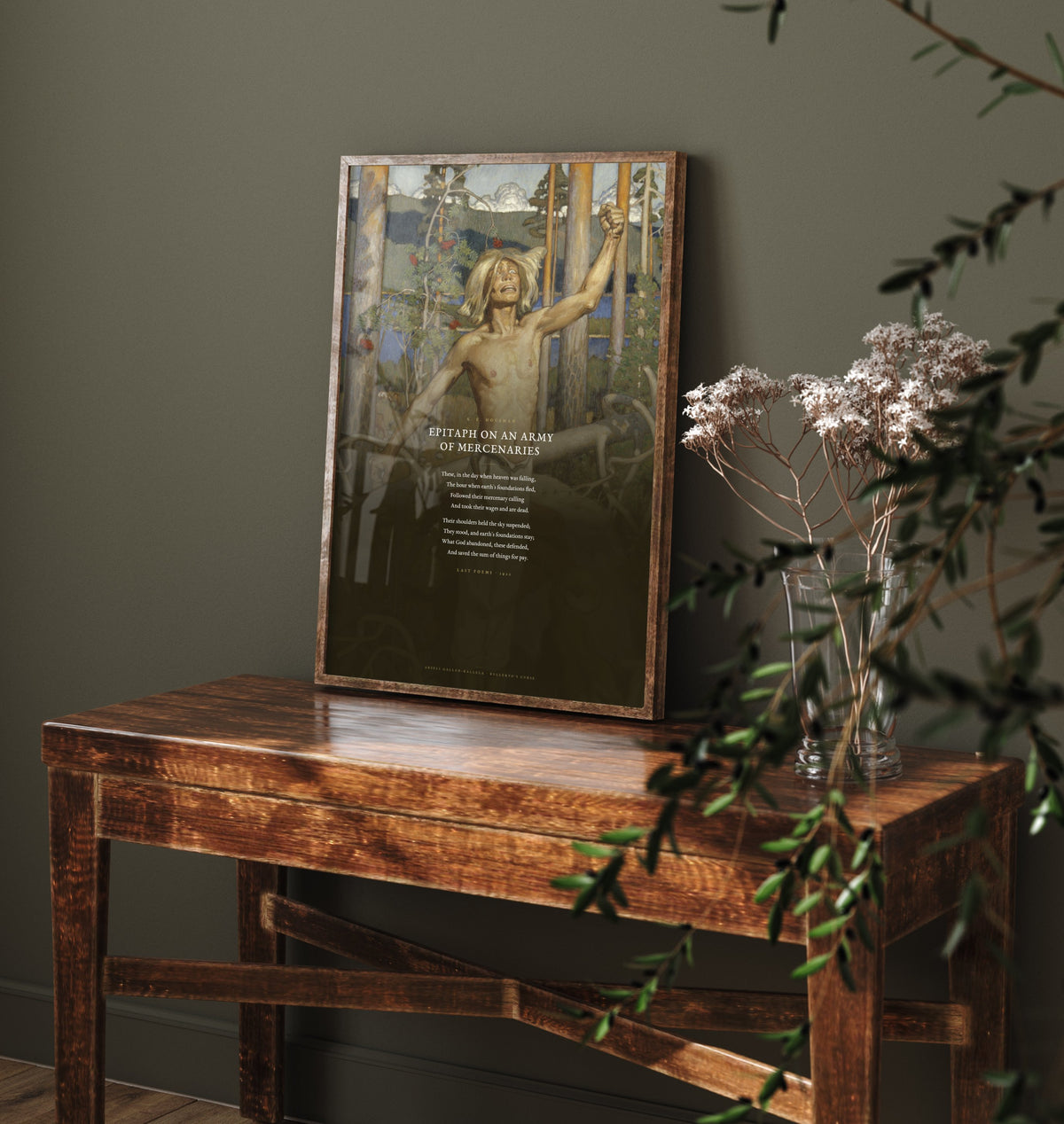 Epitaph on an Army of Mercenaries by A E Housman Art Print - Full Poem Poster - War Poetry over Classic Painting - Last Poems