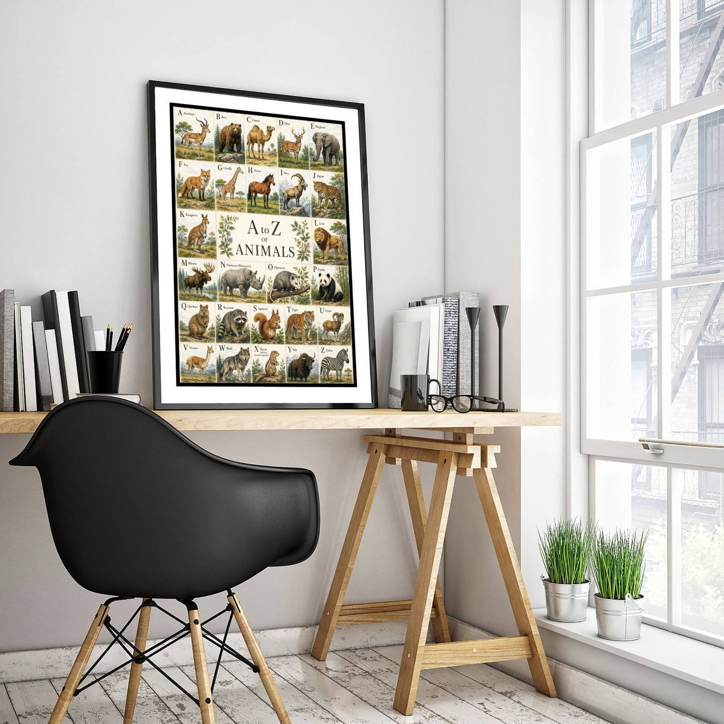 A to Z of Animals Art Print - Vintage Natural History Illustration - Alphabet Chart Poster 1/3