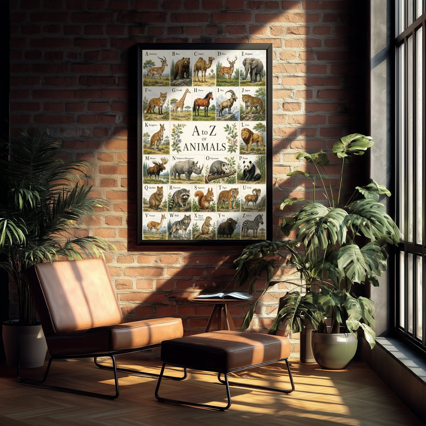 A to Z of Animals Art Print - Vintage Natural History Illustration - Alphabet Chart Poster 1/3