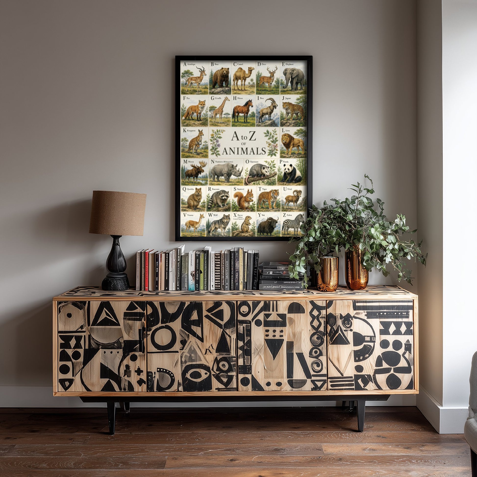 A to Z of Animals Art Print - Vintage Natural History Illustration - Alphabet Chart Poster 1/3