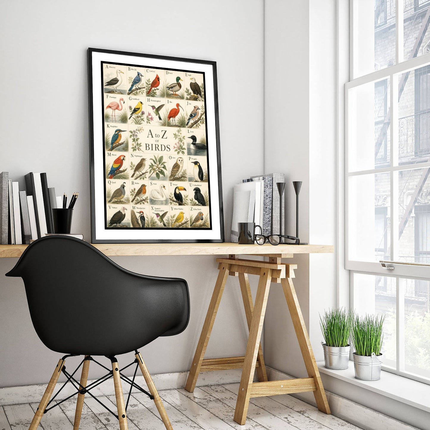 A to Z of Birds Art Print - Vintage Natural History Illustration - Bird Alphabet Chart Poster 2/3