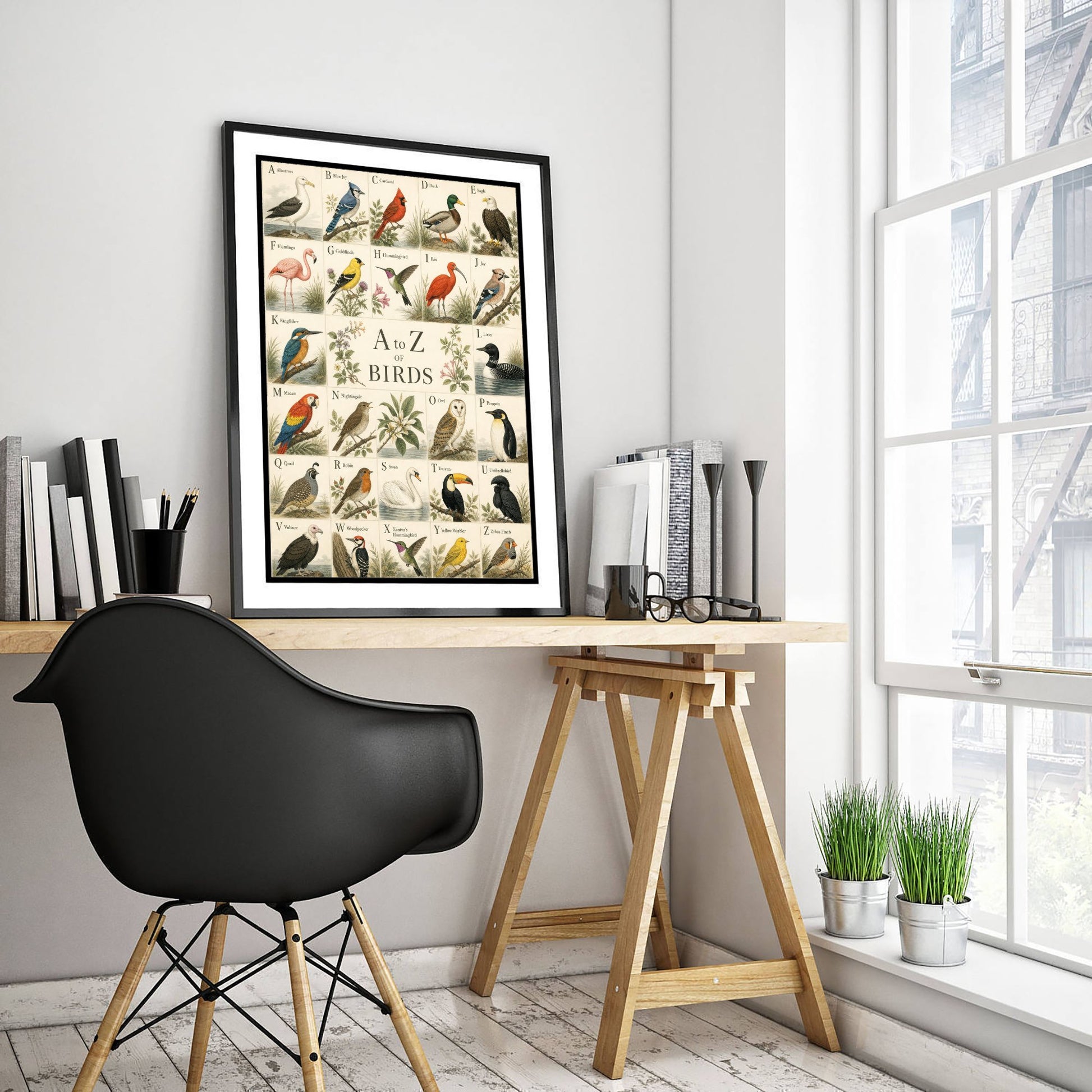 A to Z of Birds Art Print - Vintage Natural History Illustration - Bird Alphabet Chart Poster 2/3