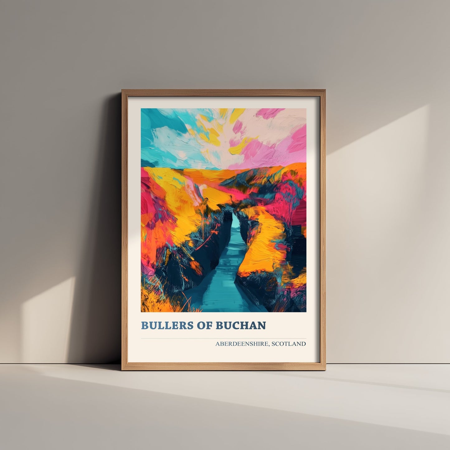 Bullers of Buchan Travel Poster - Aberdeenshire Scotland Art Print - Vibrant Sea Arch Illustration 1/3