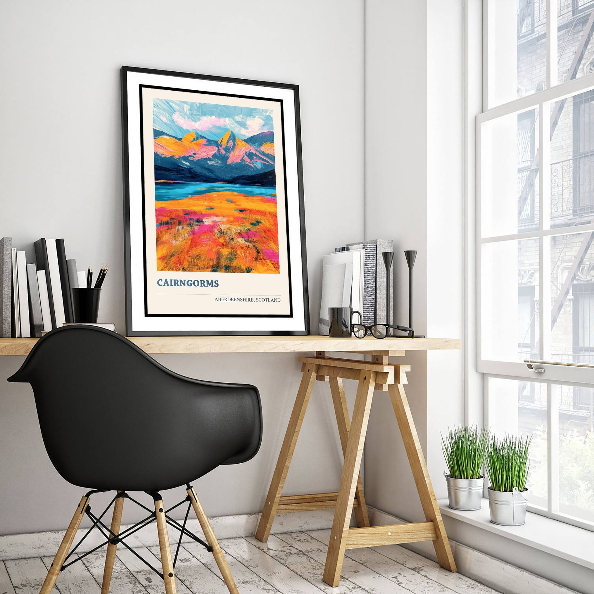 Cairngorms Travel Poster - Aberdeenshire Scotland Art Print - Vibrant Mountains Illustration 2/3