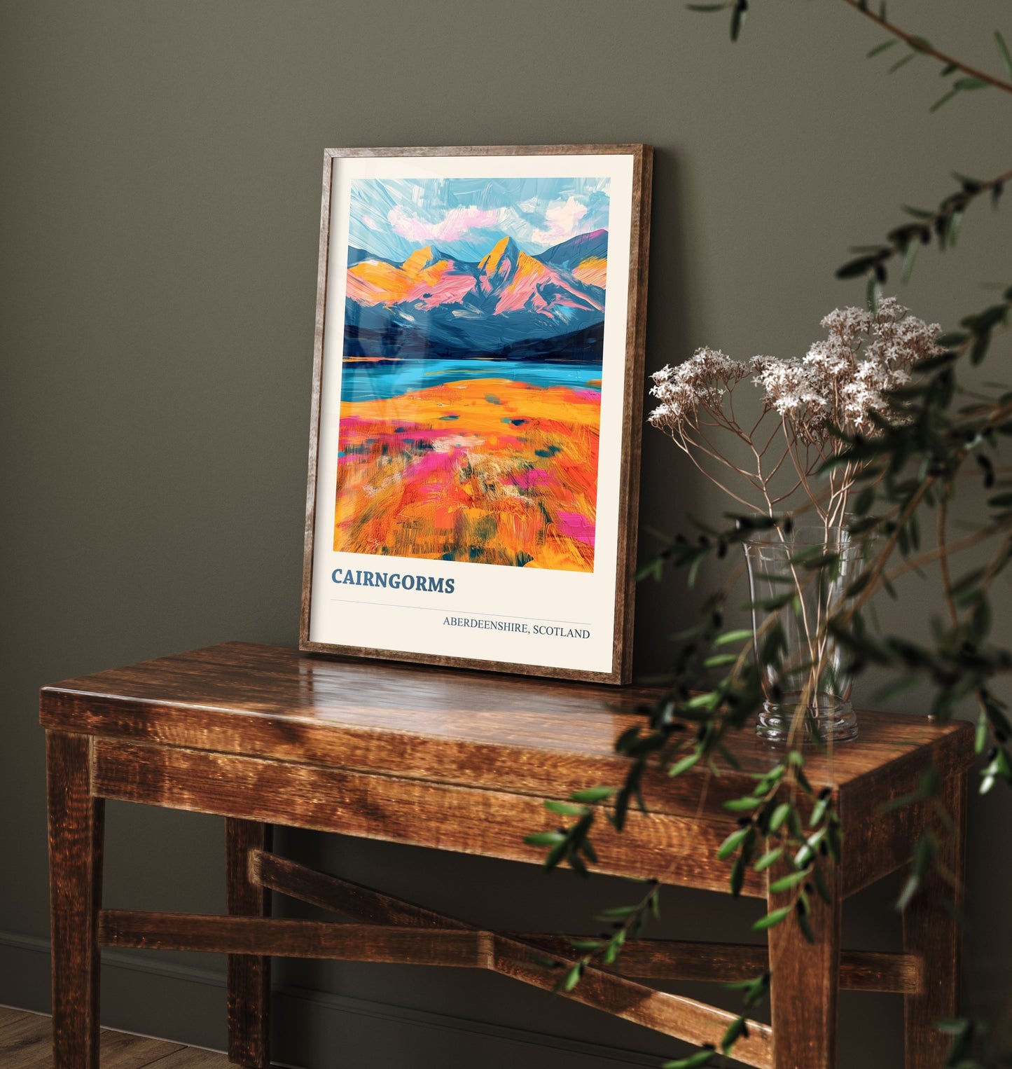 Cairngorms Travel Poster - Aberdeenshire Scotland Art Print - Vibrant Mountains Illustration 2/3