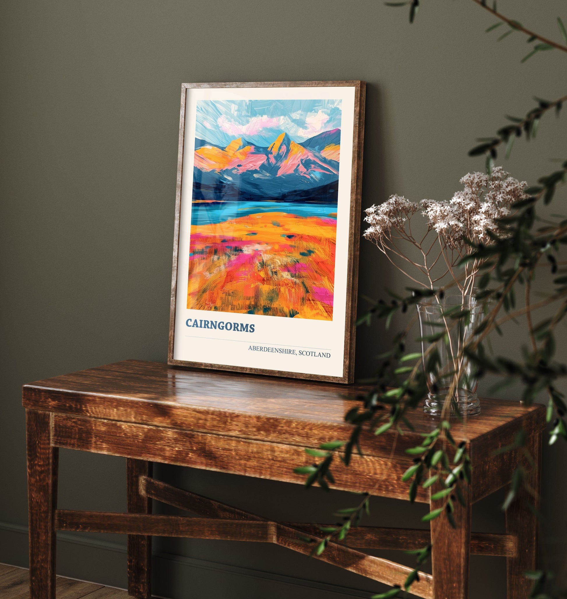Cairngorms Travel Poster - Aberdeenshire Scotland Art Print - Vibrant Mountains Illustration 2/3