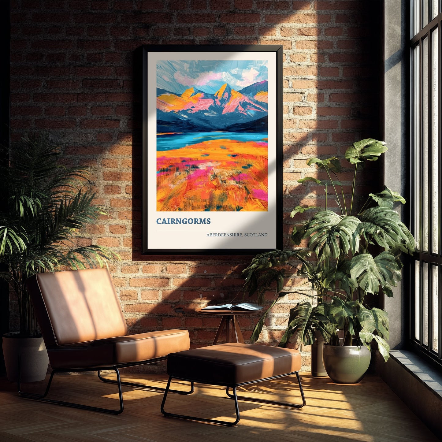 Cairngorms Travel Poster - Aberdeenshire Scotland Art Print - Vibrant Mountains Illustration 2/3